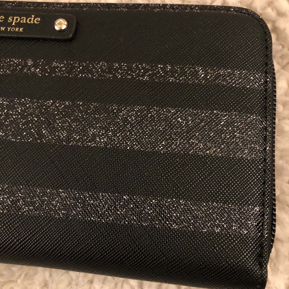 KATE SPADE Haven Lane Neda Blk Glitter Zip Wallet - Picture 3 of 8